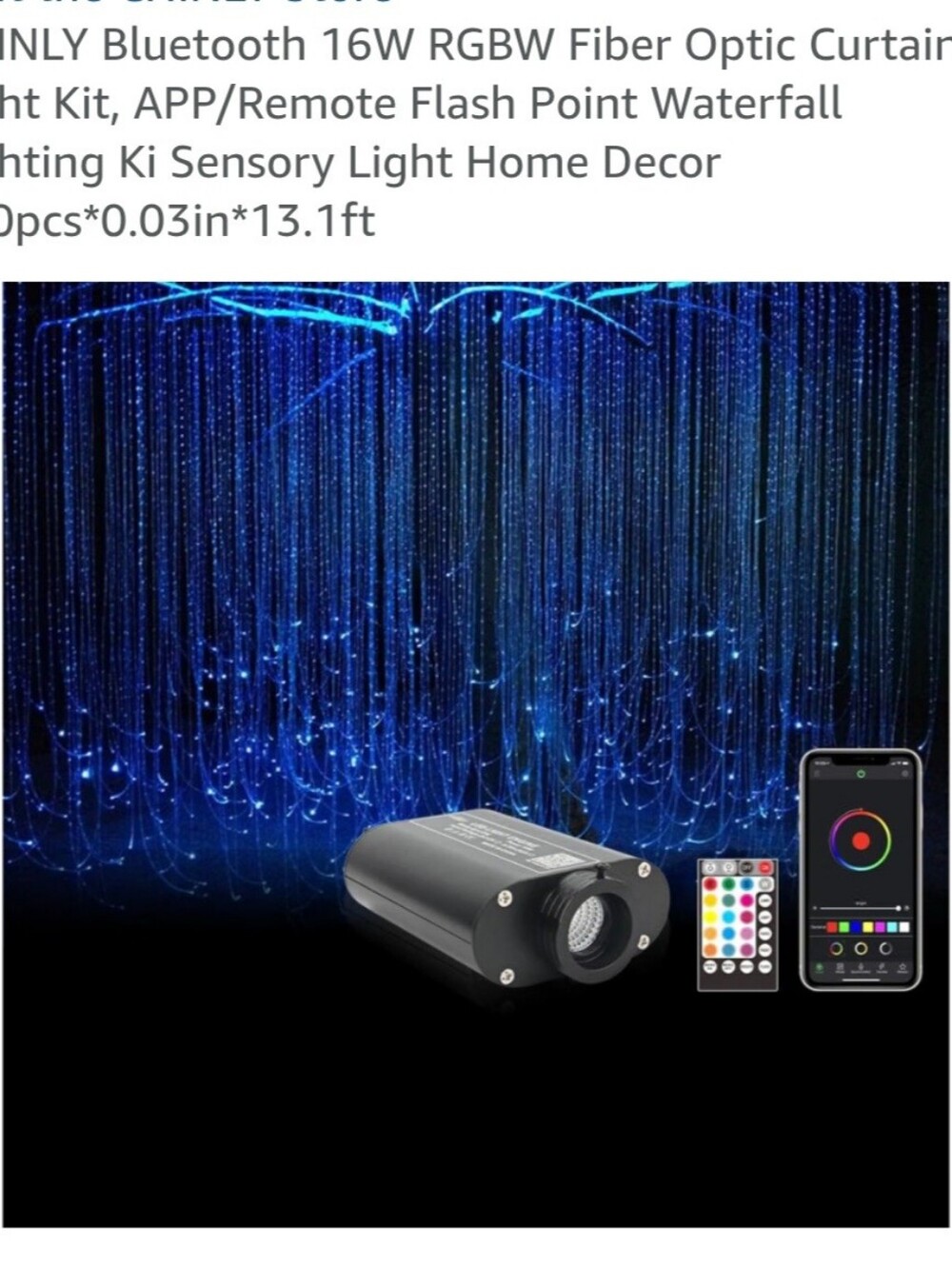 RGBW Fiber Optic Curtain Light - Blue, Black -